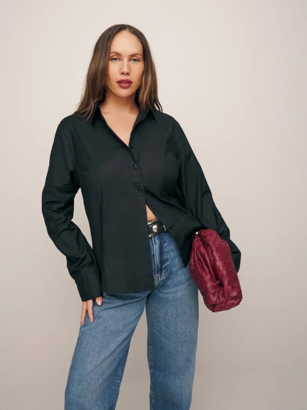 REFORMATION Jodie Top Black Long Sleeve Size 10